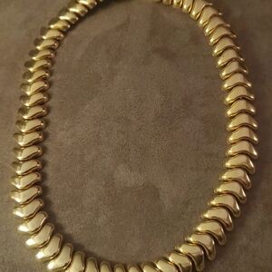 Elegant Gold Toned Chunky Choker Necklace
